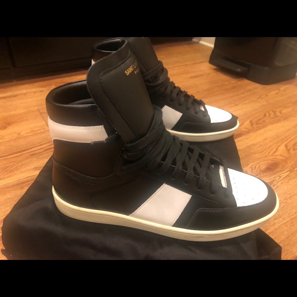 YSL Court Classic Leather High Top Sneaker